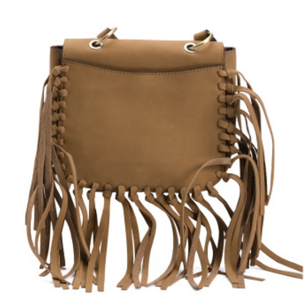 NWT Patricia Nash Suede Karisa Fringe Crossbody Bag in Wheat